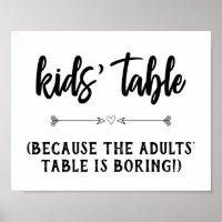 Kids' Table Wedding Reception Sign