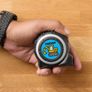 Kid's tape measure with cute toy excavator drawing 1