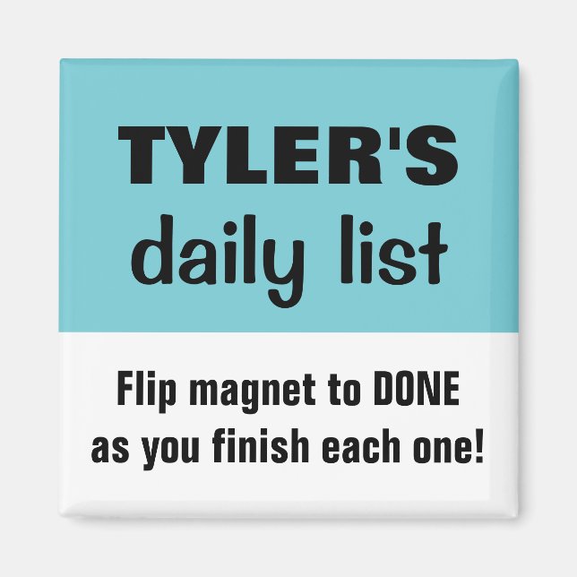 Kid's Task Chore List Reminder Name Magnet (Front)