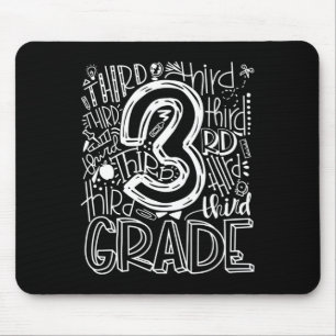 Kids Teacher Back To School 3rd Third Grade Typogr Mouse Pad
