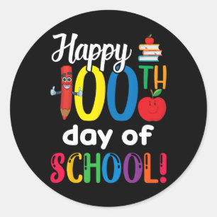 Kids Teacher Gift Happy 100th Day Of School Classic Round Sticker