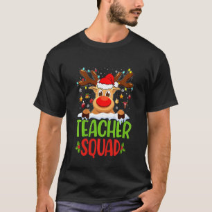 Kids Teacher Squad Santa Reindeer Christmas Lights T-Shirt