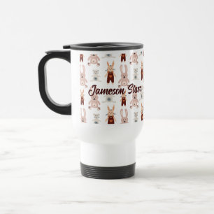 Kids' Teddy Bear Cat Panda Bunny Toy Pattern Travel Mug