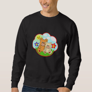 Kids Teddy Bear In Summer Sun Clouds Flowers 3 Sweatshirt
