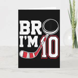 Kids Ten Years Old Tee 10th Birthday Hockey Player Card