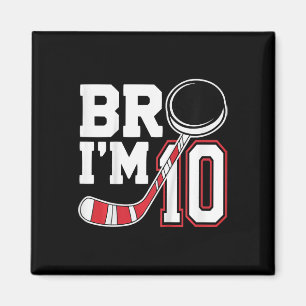 Kids Ten Years Old Tee 10th Birthday Hockey Player Magnet