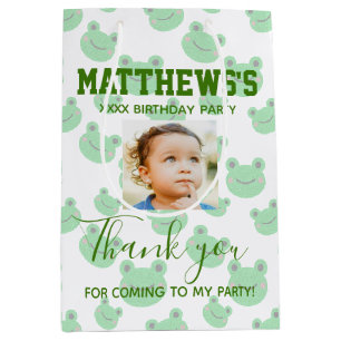Kids Thank You Birthday Favour Gifts Frog Theme Medium Gift Bag