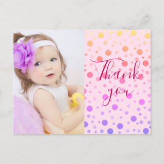 Kids Thank you Cute Colourful Confetti Postcard
