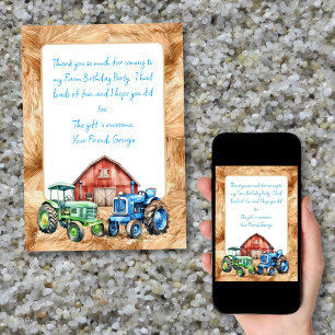 Kids Thank You Farm Party Message Card