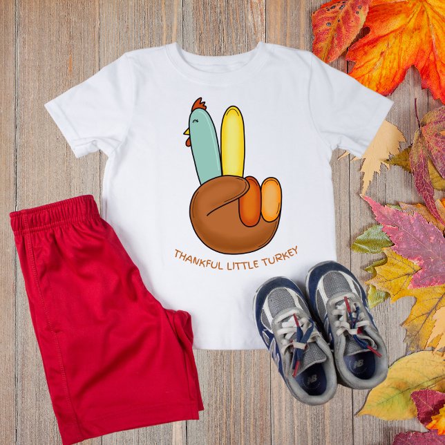 Kids Thanksgiving Turkey Thankful Peace Sign Baby T-Shirt (Creator Uploaded)