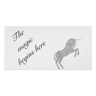 Kids "The Magic Begins Here" Unicorn Glossy Poster