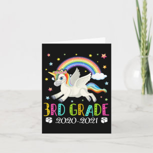 Kids Third Grade 2020 Quarantine Cute Unicorn Card