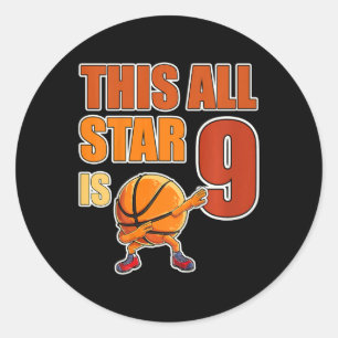 Kids This All Star Is 9 Years Old Gifts 9th Birthd Classic Round Sticker