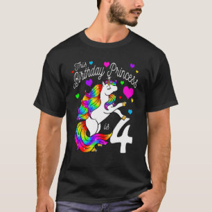 Kids This Birthday Princess Is 4 4th Party Girl Un T-Shirt