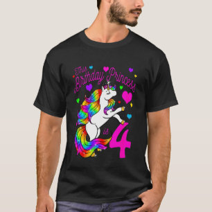 Kids This Birthday Princess Is 4 4th Party Girl Un T-Shirt