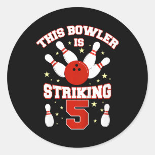 Kids This Bowler Is Striking 5 Yrs Old Funny 5th B Classic Round Sticker