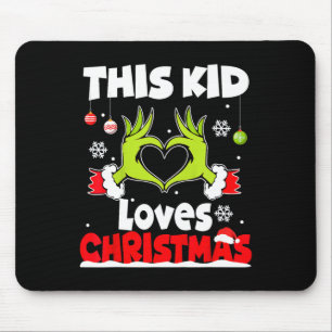 Kids This Kid Loves Christmas Xmas Pajama Toddlers Mouse Pad