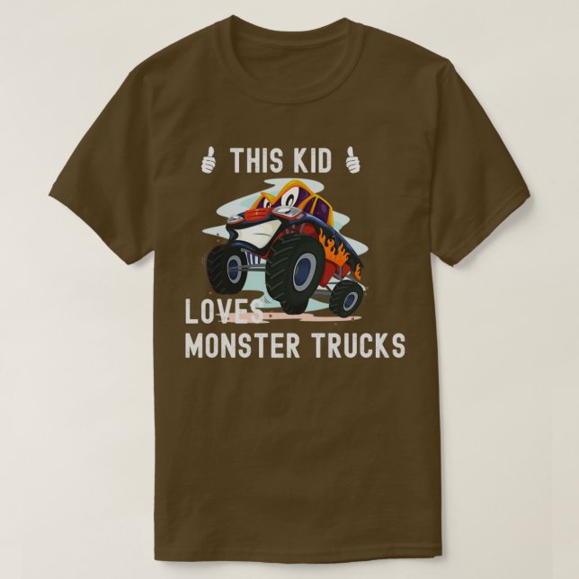 Kids This Kid Loves Monster Trucks Boys Gift T-Shirt (Design Front)