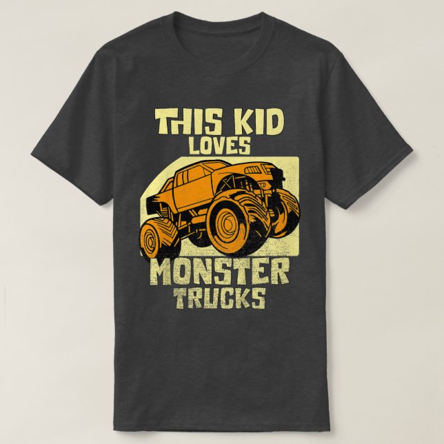 Kids This Kid Loves Monster Trucks Boys Girls  T-Shirt (Design Front)