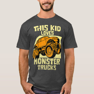 Kids This Kid Loves Monster Trucks Boys Girls  T-Shirt