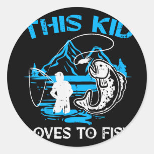 Kids This Kid Loves To Fish Cute Boys Girls Kids T Classic Round Sticker