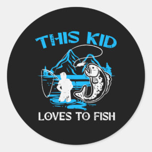 Kids This Kid Loves To Fish Cute Boys Girls Kids T Classic Round Sticker