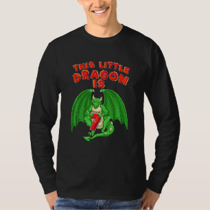 Kids This Little Dragon Is 7 Dragon 7th Birthday 7 T-Shirt