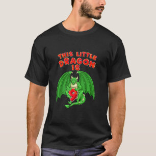 Kids This Little Dragon Is 9 Dragon 9th Birthday 9 T-Shirt