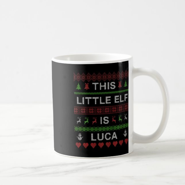 Kids This Little Elf Is Luca Ugly Christmas Sweate Coffee Mug (Right)