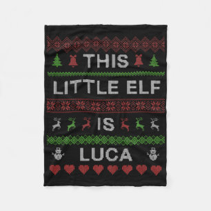 Kids This Little Elf Is Luca Ugly Christmas Sweate Fleece Blanket