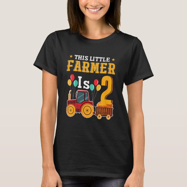 Kids This Little Farmer Is 2 Farm Tractor For Litt T-Shirt (Front)