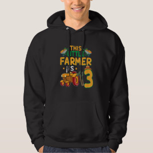 Kids This Little Farmer Is 3 Farm Tractor For Litt Hoodie