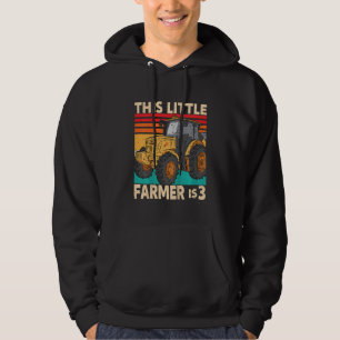 Kids This Little Farmer Is 3 Farm Tractor For Litt Hoodie
