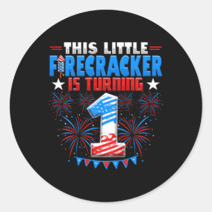 Kids This Little Firecracker Is Turning 1 Birthday Classic Round Sticker