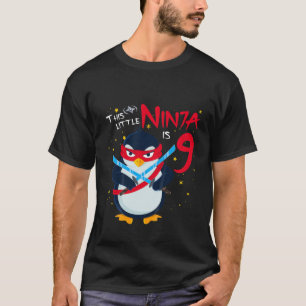 Kids This Little Ninja Is 9 Birthday Penguin 9 Yea T-Shirt