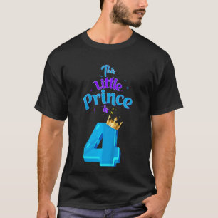 Kids This Little Prince Is 4 Birthday King 4 Year T-Shirt