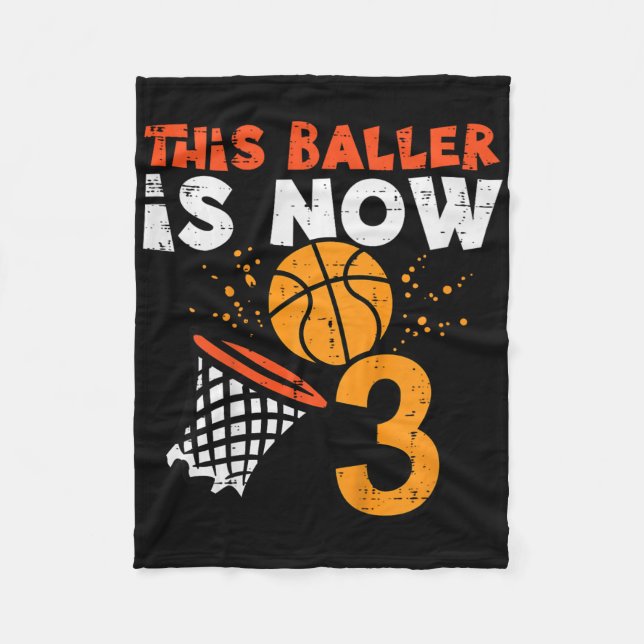 Kids This Ller Is Now 3 Sketll 3rd Birthday Bday B Fleece Blanket (Front)