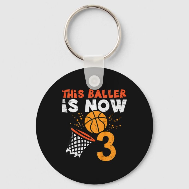 Kids This Ller Is Now 3 Sketll 3rd Birthday Bday B Key Ring (Front)