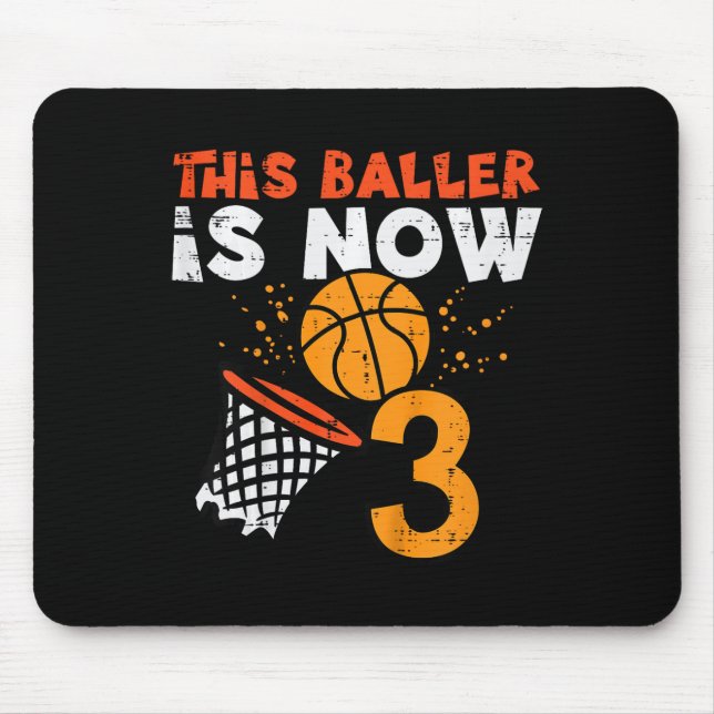 Kids This Ller Is Now 3 Sketll 3rd Birthday Bday B Mouse Pad (Front)