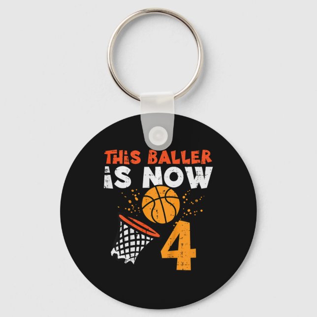 Kids This Ller Is Now 4 Sketll 4th Birthday Bday B Key Ring (Front)