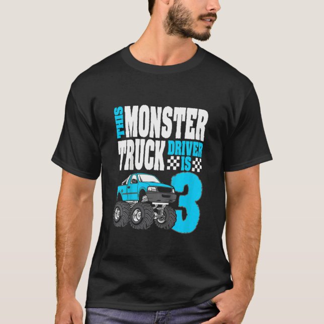 Kids This Monster Truck Driver Is 3 Birthday Top F (Front)