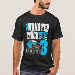 Kids This Monster Truck Driver Is 3 Birthday top F