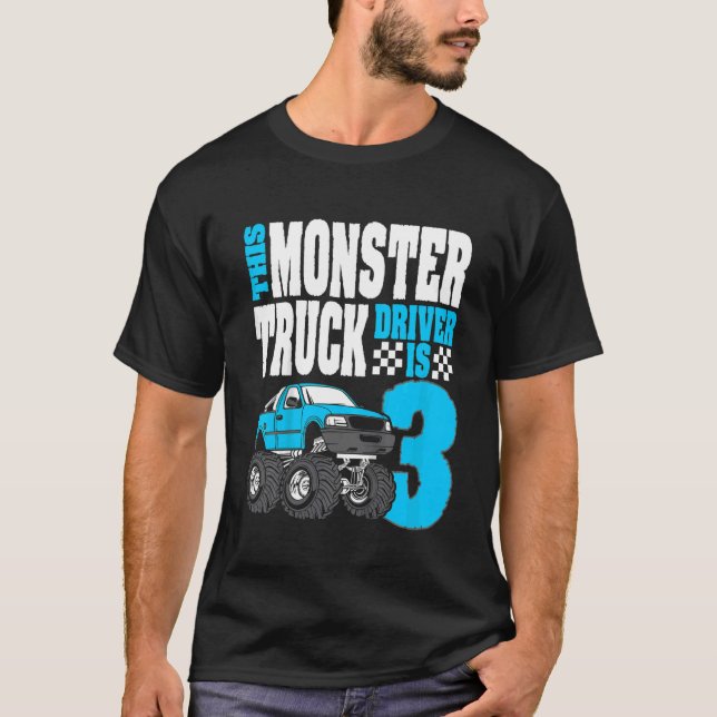 Kids This Monster Truck Driver Is 3 Birthday top F (Front)