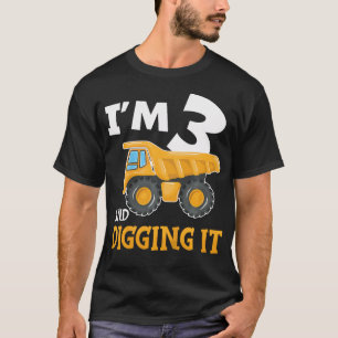 Kids Three 3Yr 3Rd Birthday Construction Boy 3 Yea T-Shirt