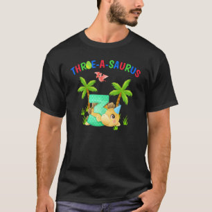 Kids Three A Saurus 3rd The Birthday Boy Dinosaur T-Shirt