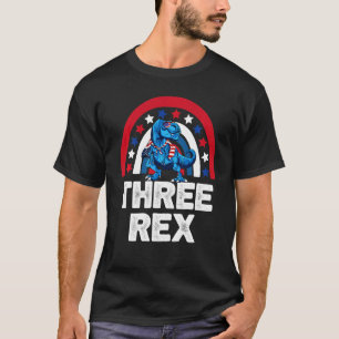 Kids Three Rex 3rd Birthday 3 Year Old Rex Dinosau T-Shirt