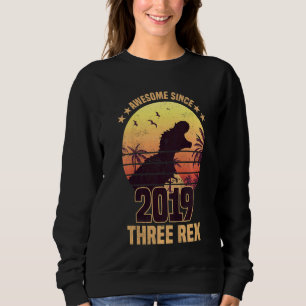 Kids Three Rex 3rd Birthday Dinosaur 3 Year Old Sweatshirt
