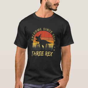 Kids Three Rex 3rd Birthday Rex 2019 Third Dinosau T-Shirt