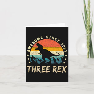Kids Three Rex 3rd Birthday Third Dinosaur 3 Year Card