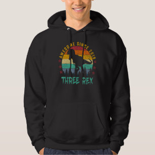 Kids Three Rex 3rd Birthday Third Dinosaur 3 Year Hoodie